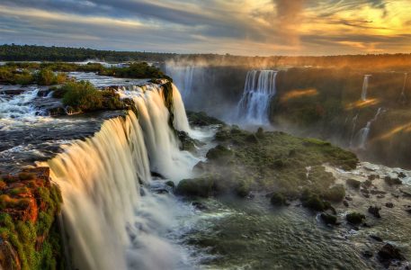 Waterfalls World Famous - Iguazu Falls is Alongside The Border of Argentina And Brazil