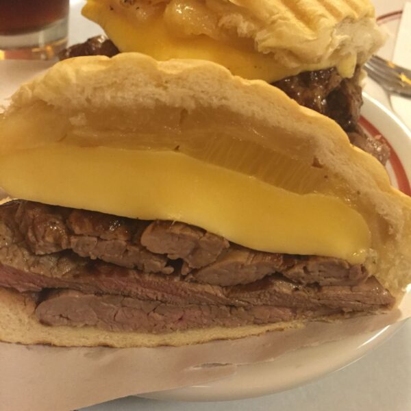Cheap Food in Rio De Janeiro - Cervantes A French Baguette Sandwich With Meat & Pineapple