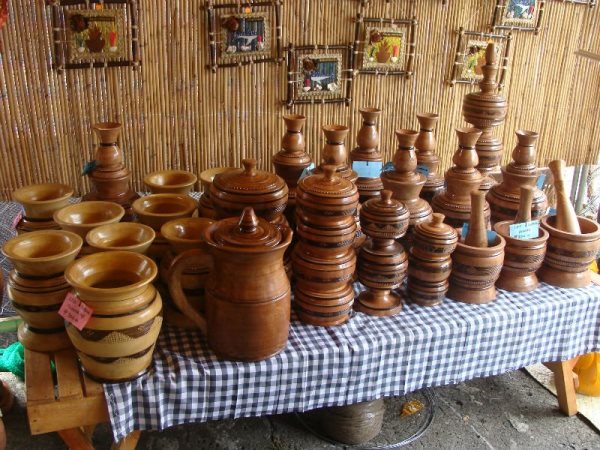 Wooden Handicrafts and Bowls Made by Local Artisans in Various Shapes