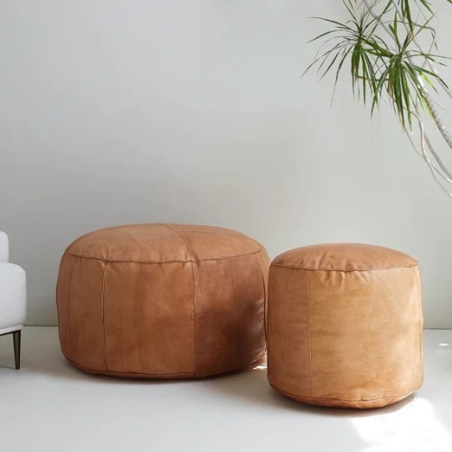 Tunisian Leather Ottoman Pouf are good for TV Fronts and Home Decorations