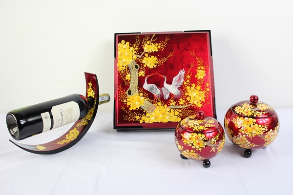 Vietnamese Lacquerware or Sơn Mài are Painted on Bamboo, Rose or Walnut Wood