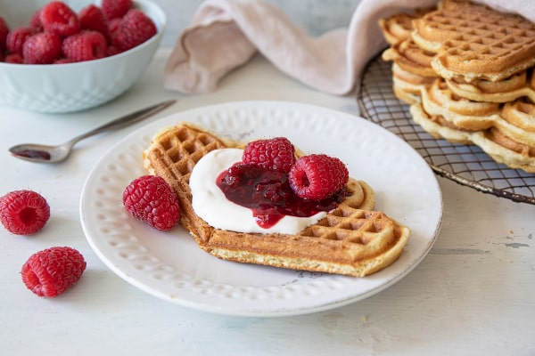 Norwegian waffle or Vafler are Usually topped with Sour Cream, Strawberry Jams or Brown Cheese