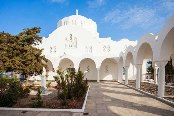 Candlemas Holy Orthodox in Fira with Covered in White Marble and Magnificent Architecture
