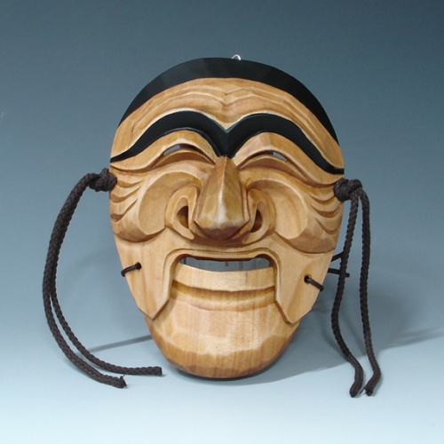 Traditional Korean Masks Made out of Wood Representing Old Ceremonial Gods