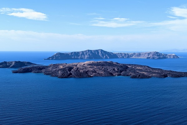 Volcano of Santorini in the Aegean Sea Accessible by Boat and has a Walk Path to the Top