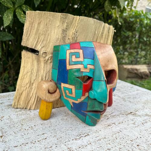 Traditional Mexico Souvenirs - Mexican Wooden Mayan Masks made to Represent Old Gods