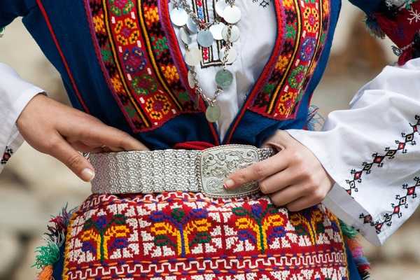 Bulgarian Traditional Clothing or Nosiya Worn on Celebration and Tourist Photo Occasions